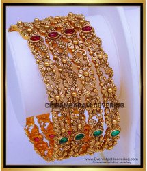 BNG894 - 2.6 Trendy Bridal Wear Gold Design Antique Bangles Set