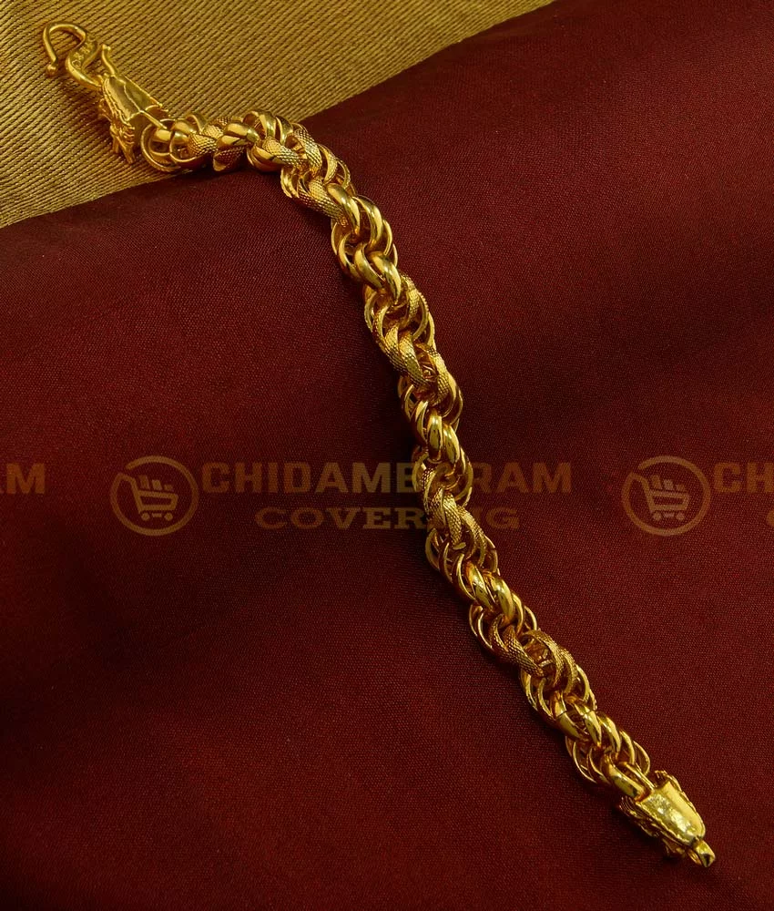 bct115 gold plated heavy thick twisted hand chain dragon design bracelet for men 1