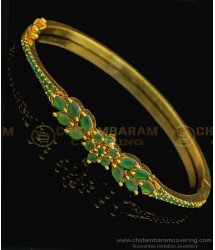 BCT209 - 2.6 size Buy Gold Plated Imitation Bracelet Emerald Stone Sleek Kada Openable Bracelet 