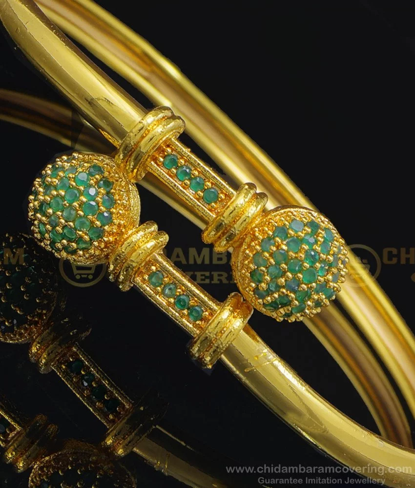 Buy 18K Gold Bracelet Green Emerald Braceletcrystal Online in India  Etsy