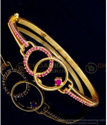 BCT291 - 2.6 size One Gram Gold Party Wear Ruby Stone Kappu Pattern Bracelet Buy Online