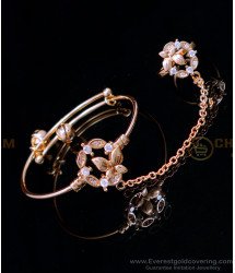BCT517 - Elegant Kids Rose Gold Bracelet with Ring Attached Set
