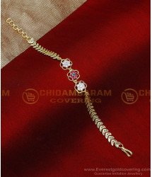 BCT547 - Beautiful Party Wear White and Ruby Stone Bracelet