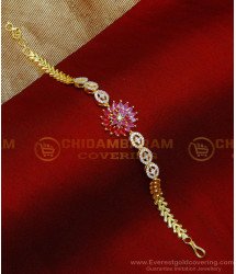 BCT548 - Elegant Ruby White Stone 2 Gram Gold Bracelet for Ladies