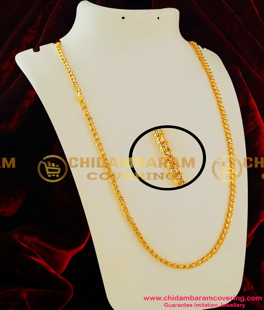 Buy 30 Inches Long Pure 1 Gram Gold Plated Light Petal Spring Chain ...