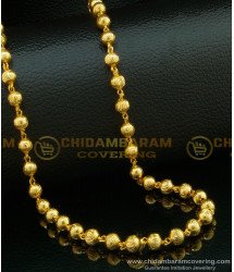 CHN122-LG - 30 Inches Long Traditional Light Weight Gold Balls C Cutting Gold Plated South Indian Chain Design Online