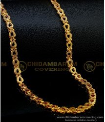 CHN177 - One Gram Gold Light Weight Heart Design Long Chain Guaranteed Covering Chain Online