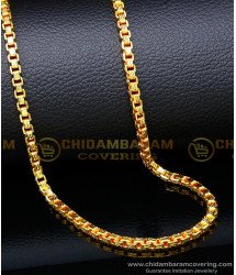 CHN286 - Gold Design Square Box Chain Original Gold Plated Chain for Men