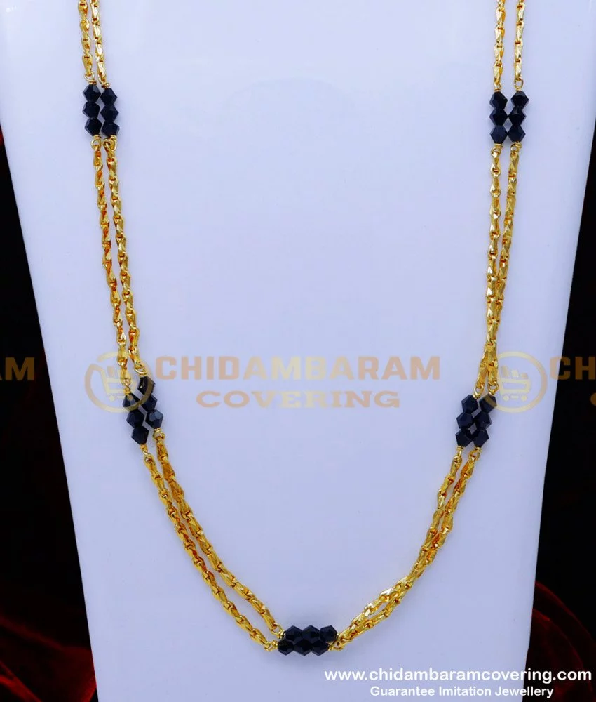 Buy Black Crystal Chain Long Mangalsutra Designs Gold Model