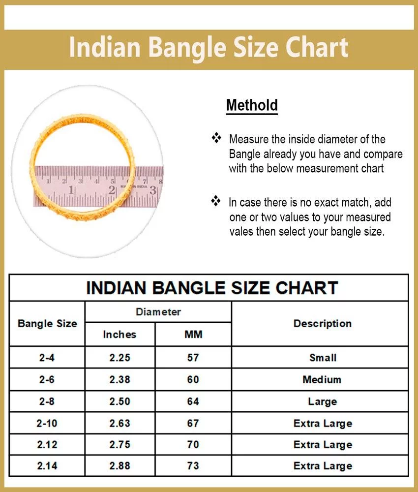 Indian Bangle Size Chart