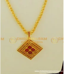 DCHN201 - South Indian Bridal Wear Long Chain with Stone Pendant Design