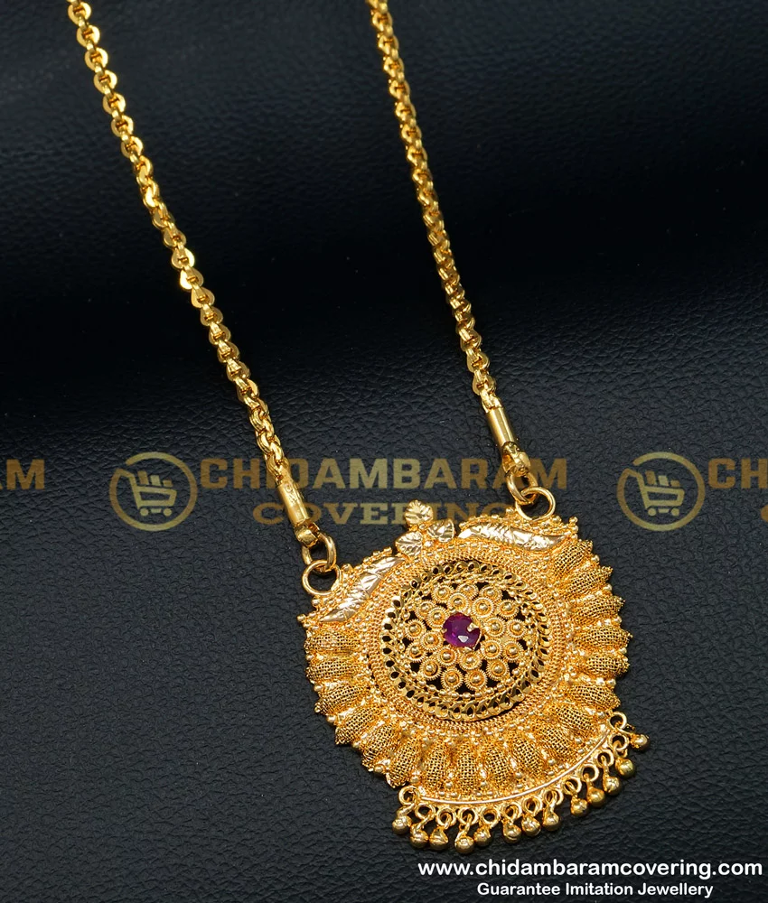 Buy Trendy Net Pattern Emerald Stone Design Dollar Chain Gold Plated  Jewellery