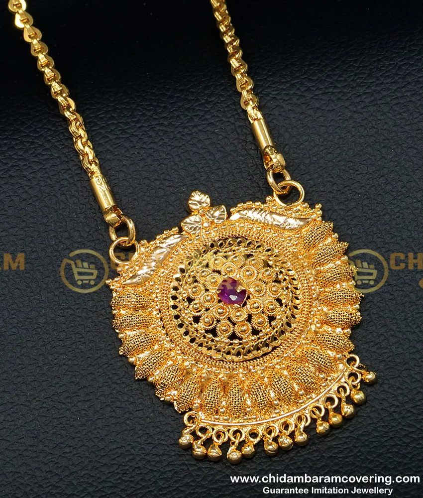 Buy Trendy Net Pattern Emerald Stone Design Dollar Chain Gold Plated  Jewellery