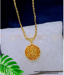 DCHN187 - Stylish Flower Pendant with Long Chain for Daily Use One Gram Gold Jewelry