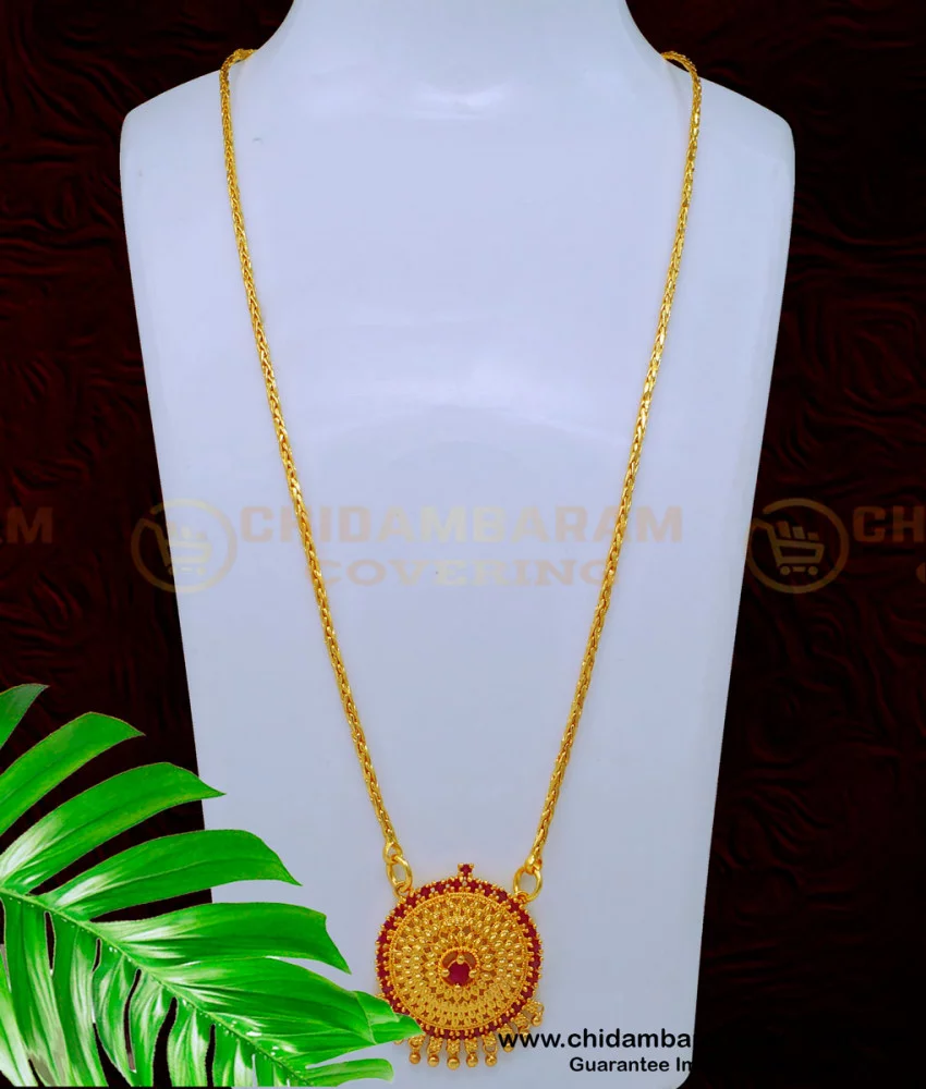 Buy 1 Gram Gold Ruby Stone Gold Dollar Chain Designs for Female