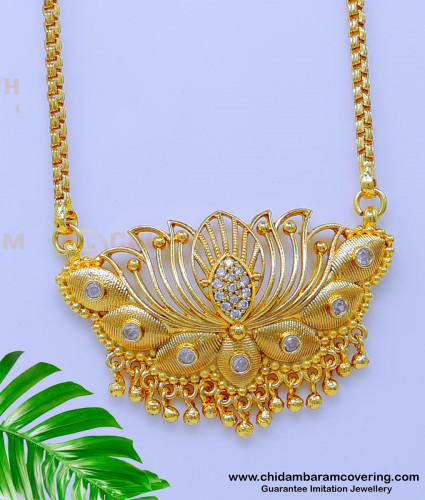 DCHN251 - Elegant Lotus Flower Gold Chain Locket New Designs