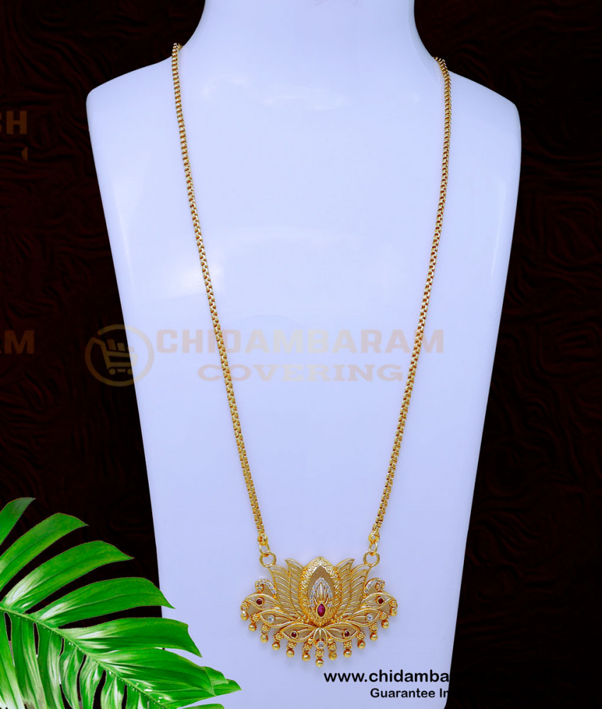 fancy gold locket design for ladies, lotus design necklace, Pendant Chain for women, 1 gram gold pendant for ladies, gold pendant designs for female, gold covering dollar chain, 1 gram gold dollar designs, 1 gram gold locket design, gold plated jewellery, gold plated jewellery with guarantee, 1 gra