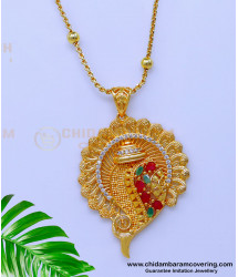 DCHN259 - Latest Ruby Emerald Sangu Model Pendant Chain Designs