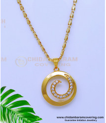 DCHN262 – Unique White Stone Locket Long Chain with Pendant