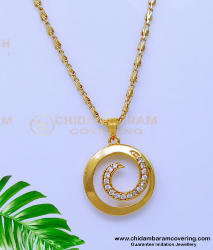 DCHN262 – Unique White Stone Locket Long Chain with Pendant