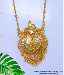 DCHN269 - 1 Gram Gold White Stone Pendant Chain Design for Women