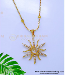 DCHN273 - Unique Gold Pendant Design with Long Chain for Women