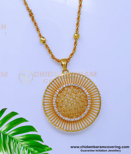 DCHN275 - Beautiful White Stone Pendant Designs with Long Chain