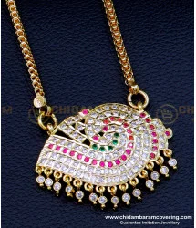 Buy Sangu Design Stone Pendant with Leaf Cut Long Chain Online