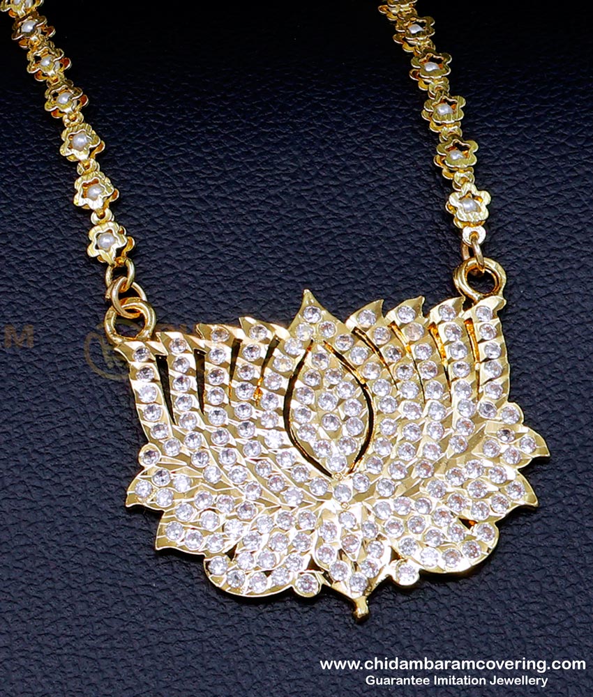 Pendant Chain Gold, Pendant Chain Gold Design, pendant chain for women, Pendant designs for female, modern pendant designs for female, stone pendant chain, impon pendant chain, lotus flower lotus pendant gold, traditional lotus pendant gold