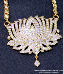 DLR296 - Elegant Big White Stone Lotus Impon Dollar Chain Design