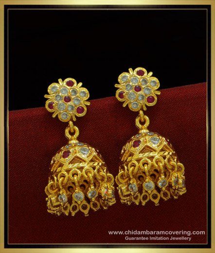 Buy Beautiful Bridal Wear Gold Stone Jhumkas Earring for Women