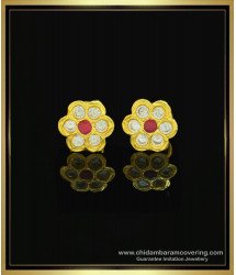 ERG1047 - Impon Jewellery Beautiful Flower Design One Gram Gold Impon Stone Earrings 