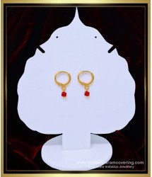 ERG1052 - Cute Gold Plated Daily Wear Red Crystal Drops Small Bali Earrings for Baby Girl