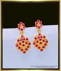 ERG1068 - Buy Impon Jewelry Gold Plated Ruby Stone Dangler Earrings for Girls