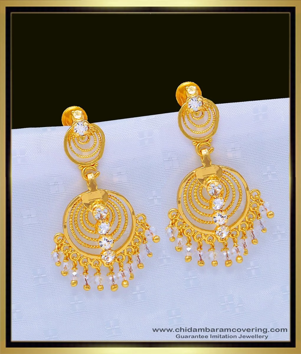 Shop online Designer Gold Plated Glam Crystal Dangle  Drop Earrings For  Women  Lady India