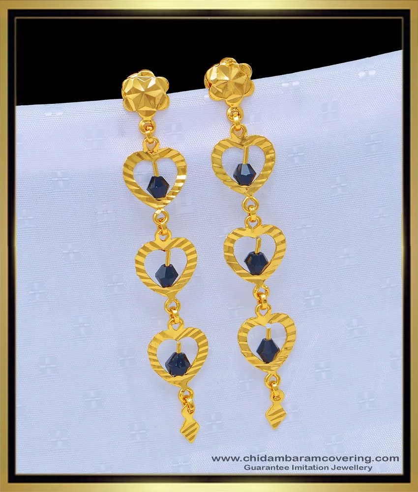 22K Gold Drop Earrings for Women - 1-GER15561 in 3.000 Grams