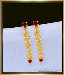 ERG1108 - Unique Red Crystal with Hanging Designer Ball Earrings for Girls