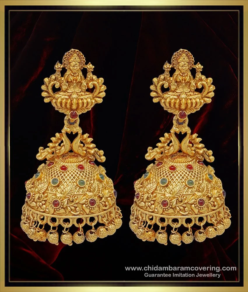 Buy First Quality Gold Lakshmi Jhumkas Design Bridal Wear Big ...