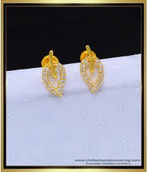 ERG1137 - Gold Design First Quality White Stone Leaf Design Gold Covering Earrings for Female