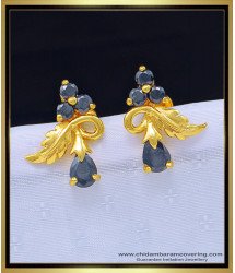 ERG1139 - 1 Gram Gold Unique Pattern Best Quality Party Wear Black Stone Earrings Online