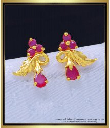 ERG1140 - Modern Premium Quality Gold Plated Ruby Stone Earrings Buy Online Shopping 