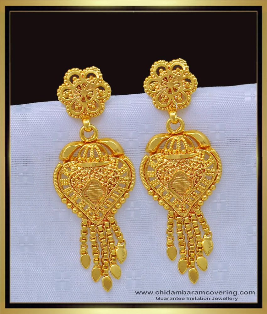 Golden Tulip Diamond Dangle Earrings