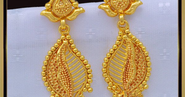 Buy Elegant Party Wear Leaf Design Earrings One Gram Gold Kammal Designs