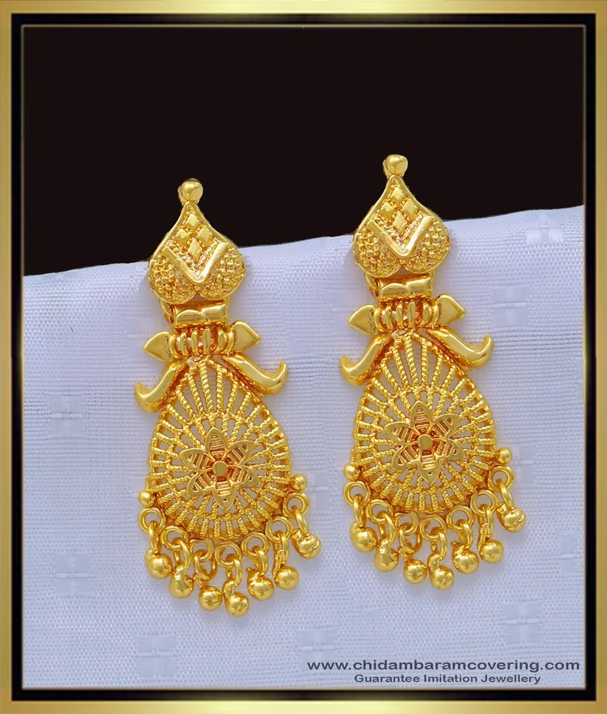 Buy South Indian Bridal Wear Gold Pattern 3 Layer Jhumka Earrings Design  Online