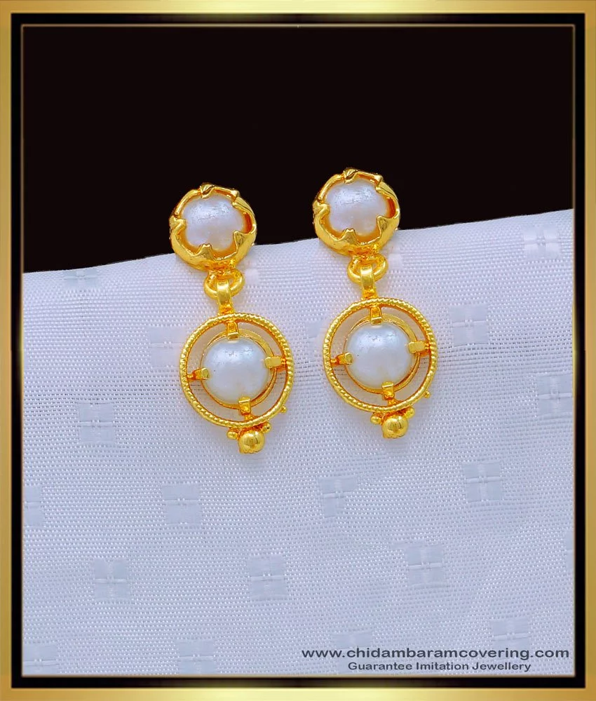Buy Cute Real Pearl Design One Gram Gold muthu Earrings Design for Girls
