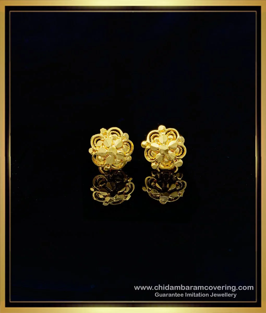 ERG093 – Daily Wear Medium Size Stud Designs Imitation Earrings For Women  And Girls - Buy Original Chidambaram Covering product at Wholesale Price.  Online shopping for guarantee South Indian Gold Plated Jewellery.