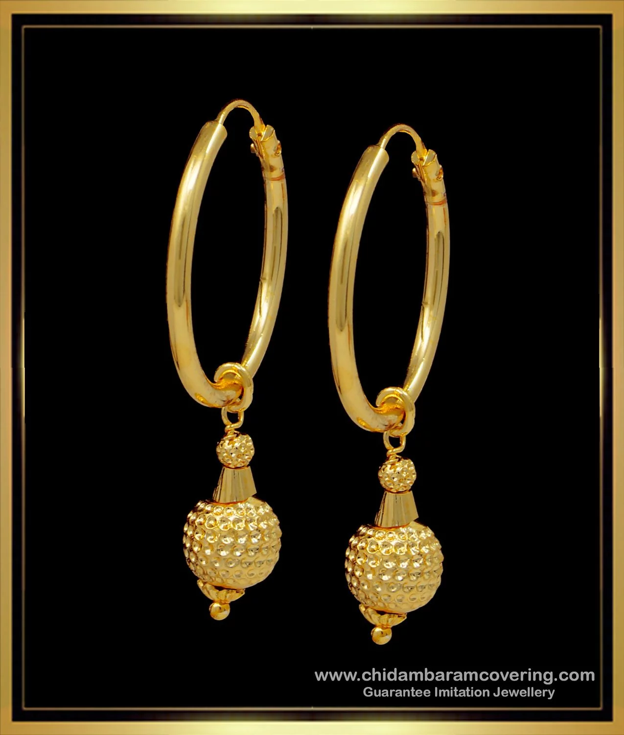 Brass Hanging Golden Round Artificial Earring Bali
