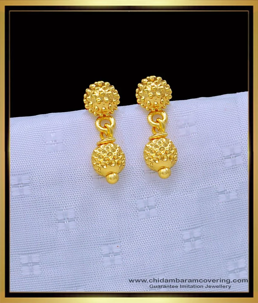 Buy Cute Gold Design One Gram Gold Chidambaram Covering Small Earring ...