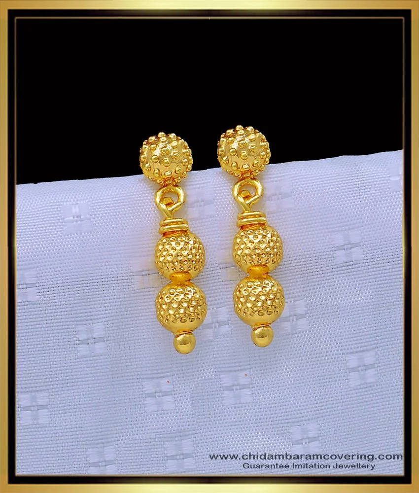Buy Gold Design Double Balls One Gram Gold Covering Earring for Daily Use