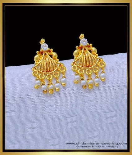 Buy Traditional Impon Gold Design bright look Full White Stone Short ...